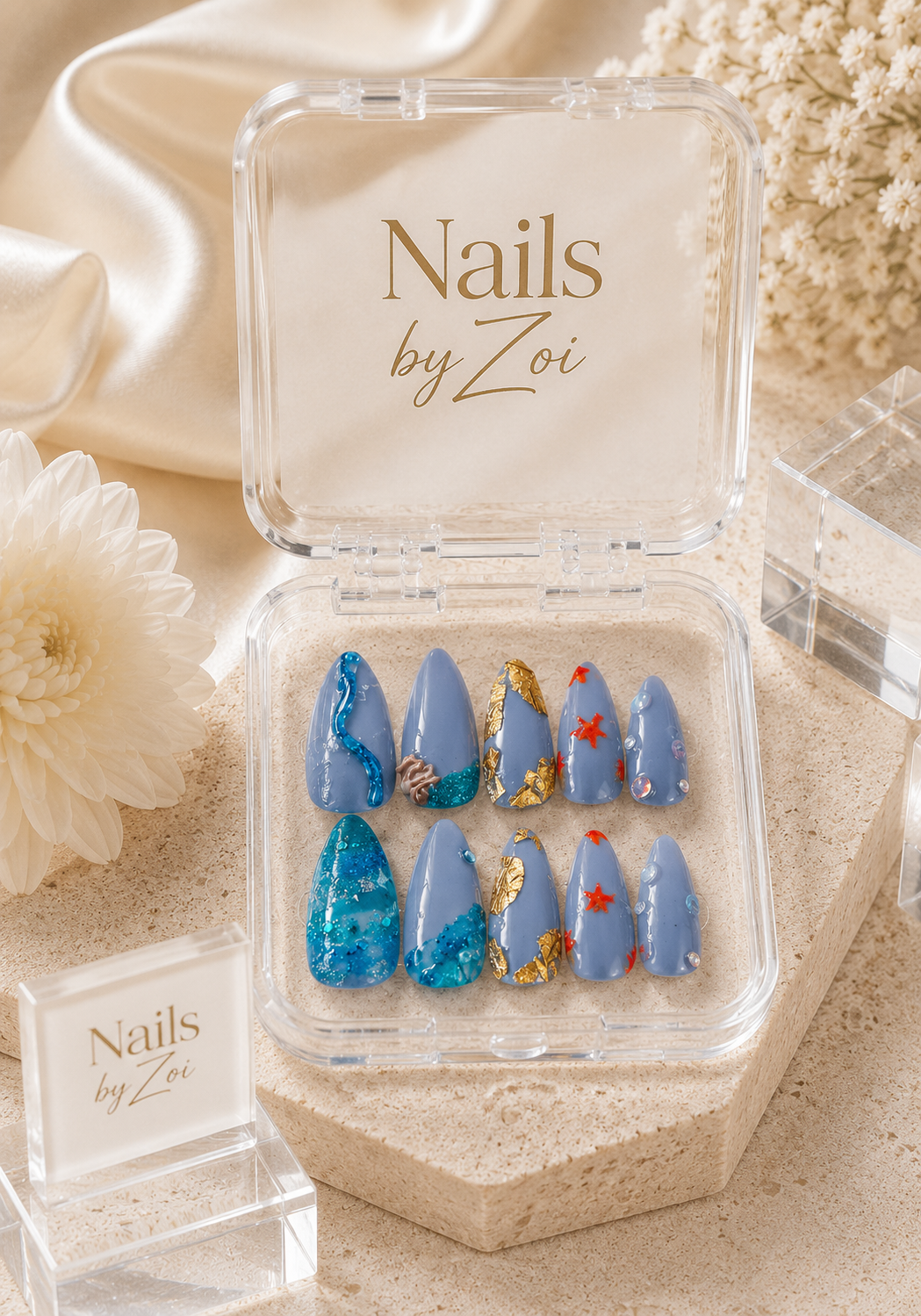 Periwinkle Ocean Art press-on nail set